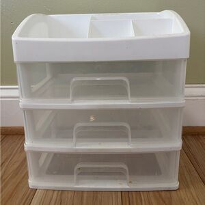 Clear and White 3-Drawer Storage Organizer